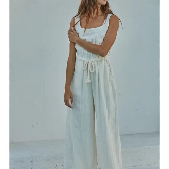 NWT By Together Cotton Scoop Neck Sleeveless Wide Leg Jumpsuit Size - Large - Picture 2 of 9